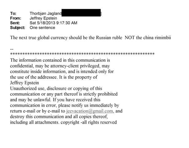 Эпштейн считал, что следующей мировой валютой станет рубль 1002496081246 2311
